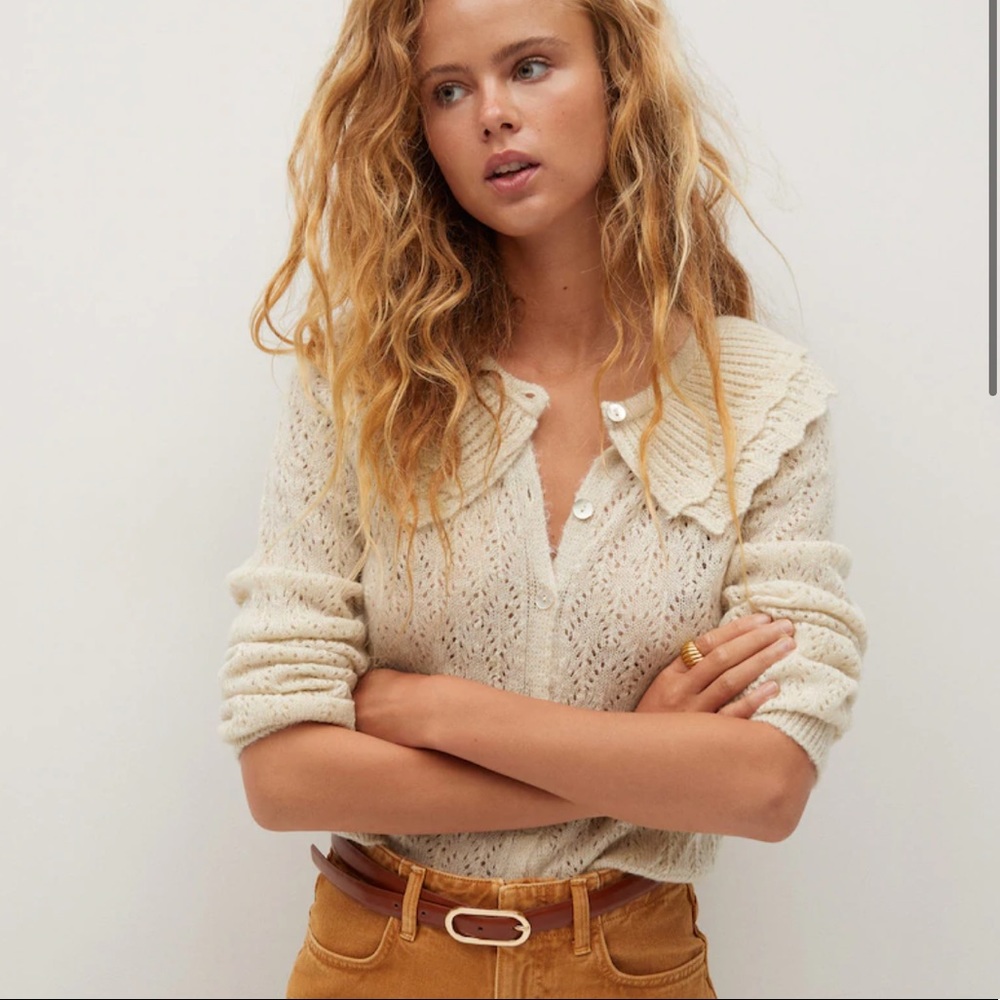 Ruffle Collar MANGO Cardigan